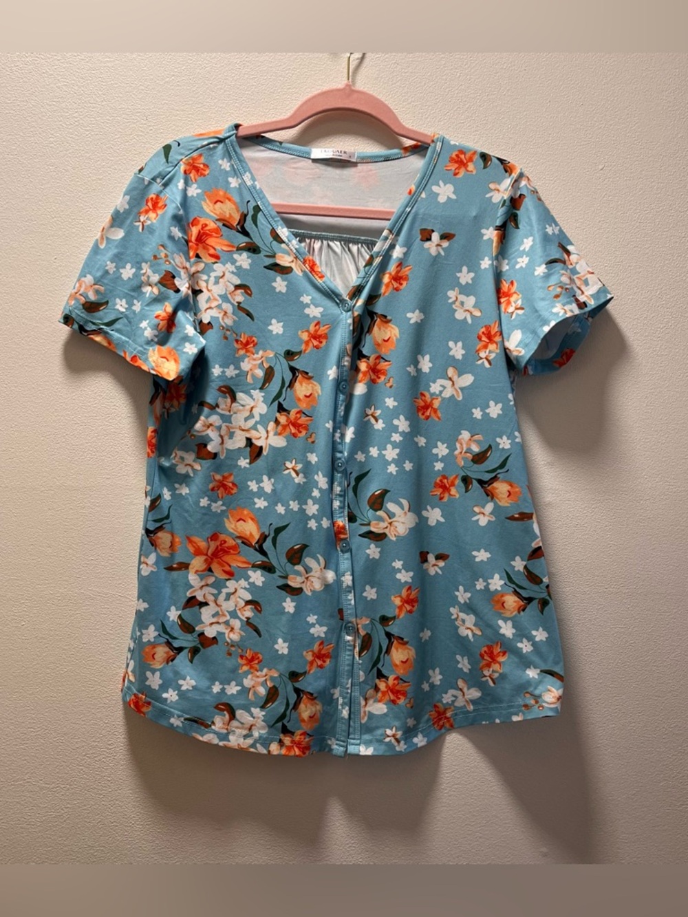EKOUAER Lounge-able Soft Chic 2 Piece PJ 's Floral Pattern on Blue, Women’s Sz S